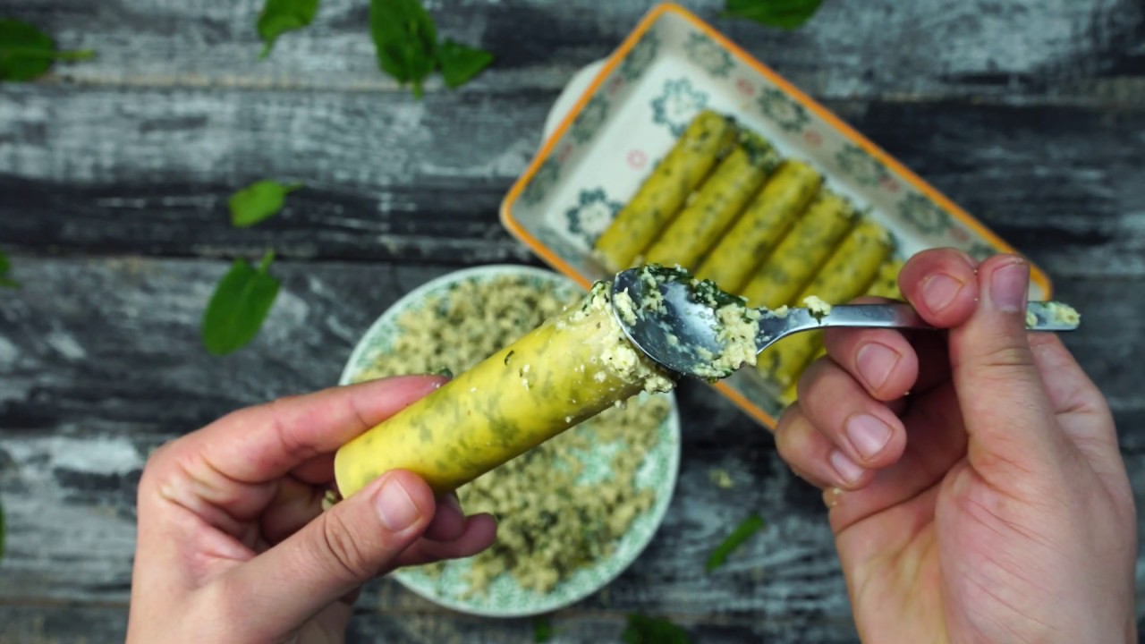 Cannelloni recipe with tofu and spinach with VEGAN BESHAMEL sauce
