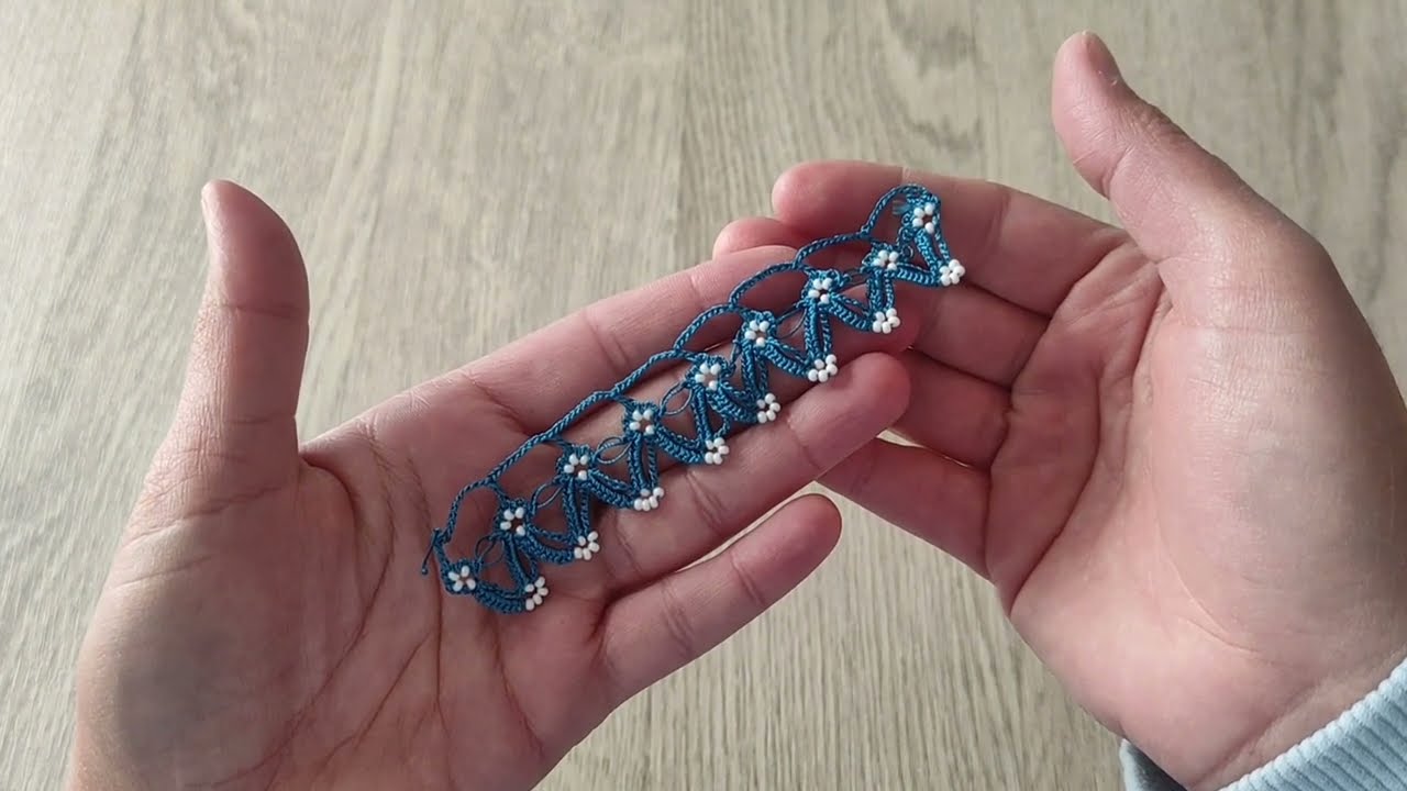 Kum boncuk oyası /Yazmadan ayrı örülen oya modeli