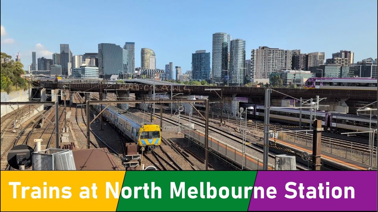 Trains at North Melbourne Station