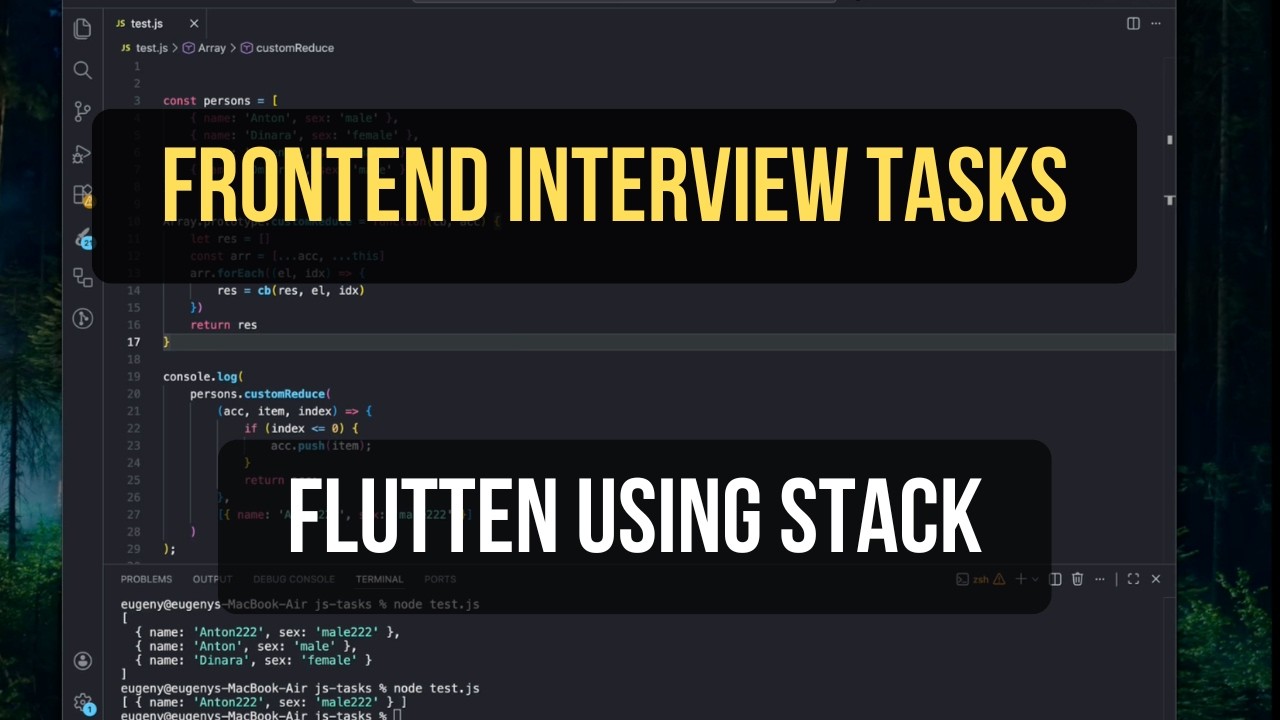 Frontend Interview Tasks. Flutten using stack #frontendinterview