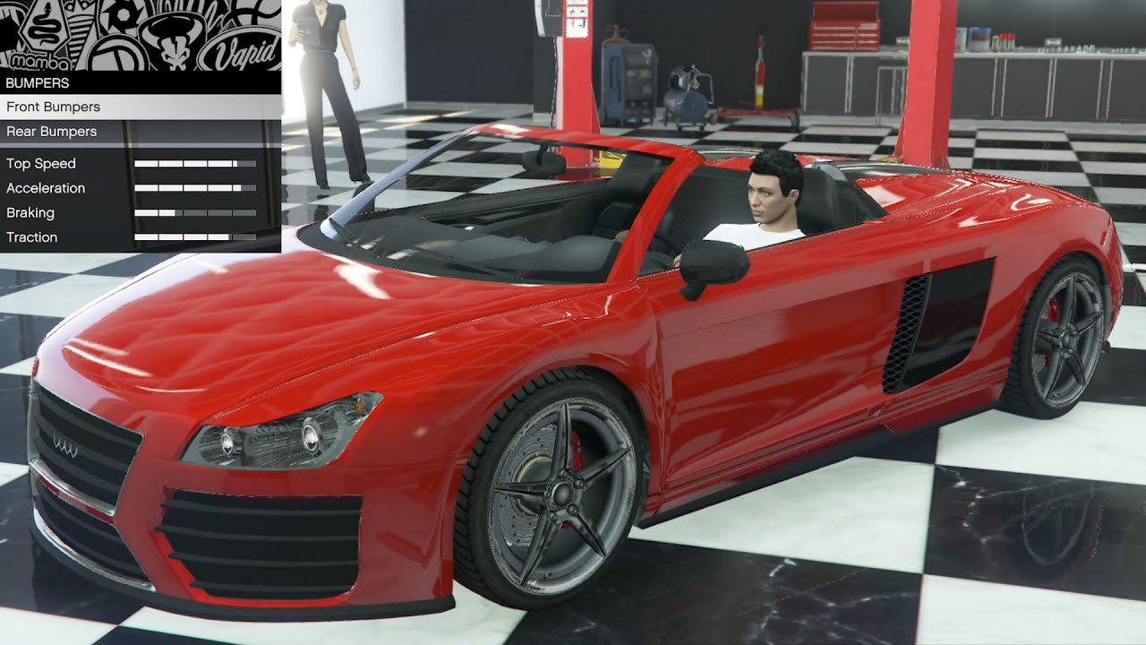 GTA 5 — кастомизация оригинального автомобиля — Obey 9F и Cabrio (Audi R8)