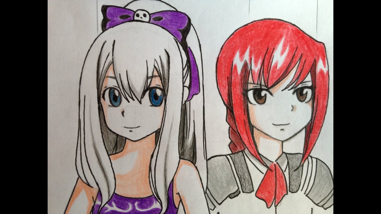 how to draw Erza and Mirajane (younger version) Fairy Tail