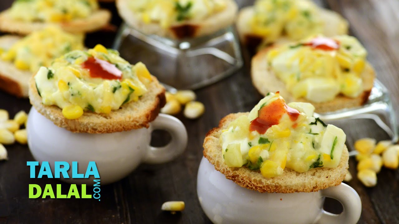 Paneer, Potato and Corn Toast by Tarla Dalal