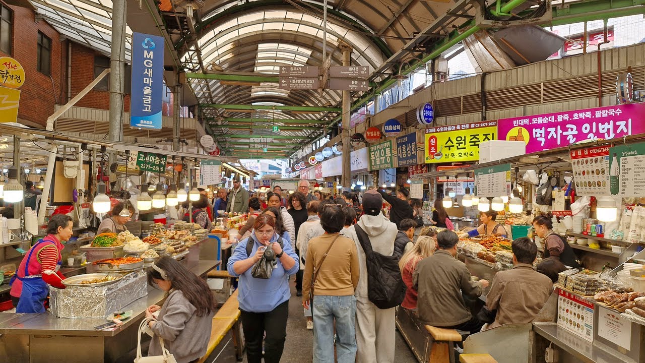 Экскурсия по Сеулу, экскурсия по уличной еде в корейском магазине Gwangjang Market | 4K Korea Travel