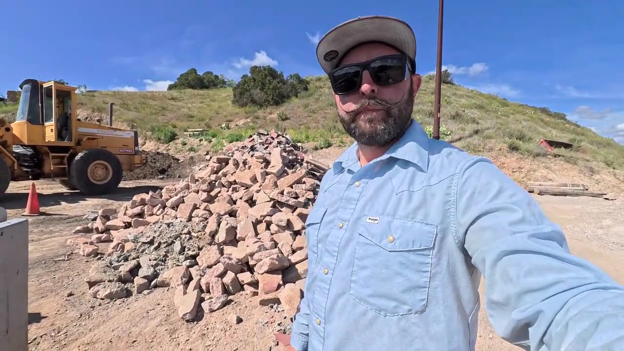 Grading the pads of the wood buildings, Taking my MS shot