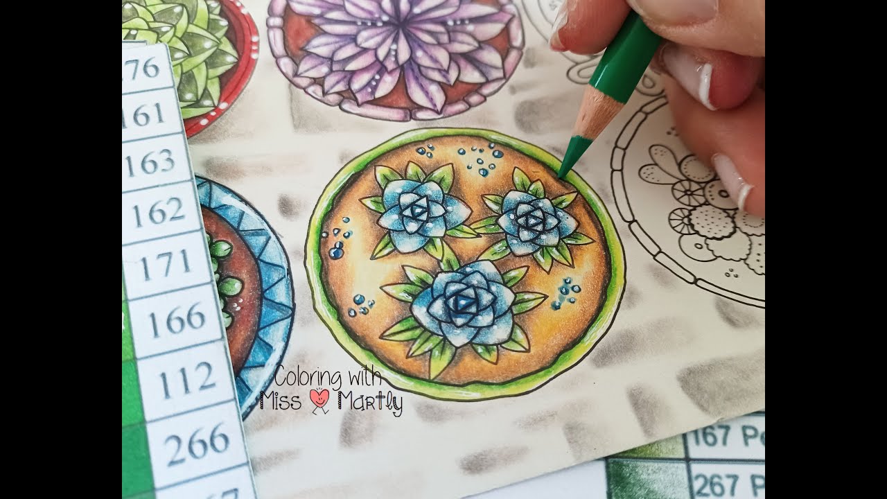 Coloring Tutorial | World of flowers by Johana Basford | Succulent 8 with Polychromos