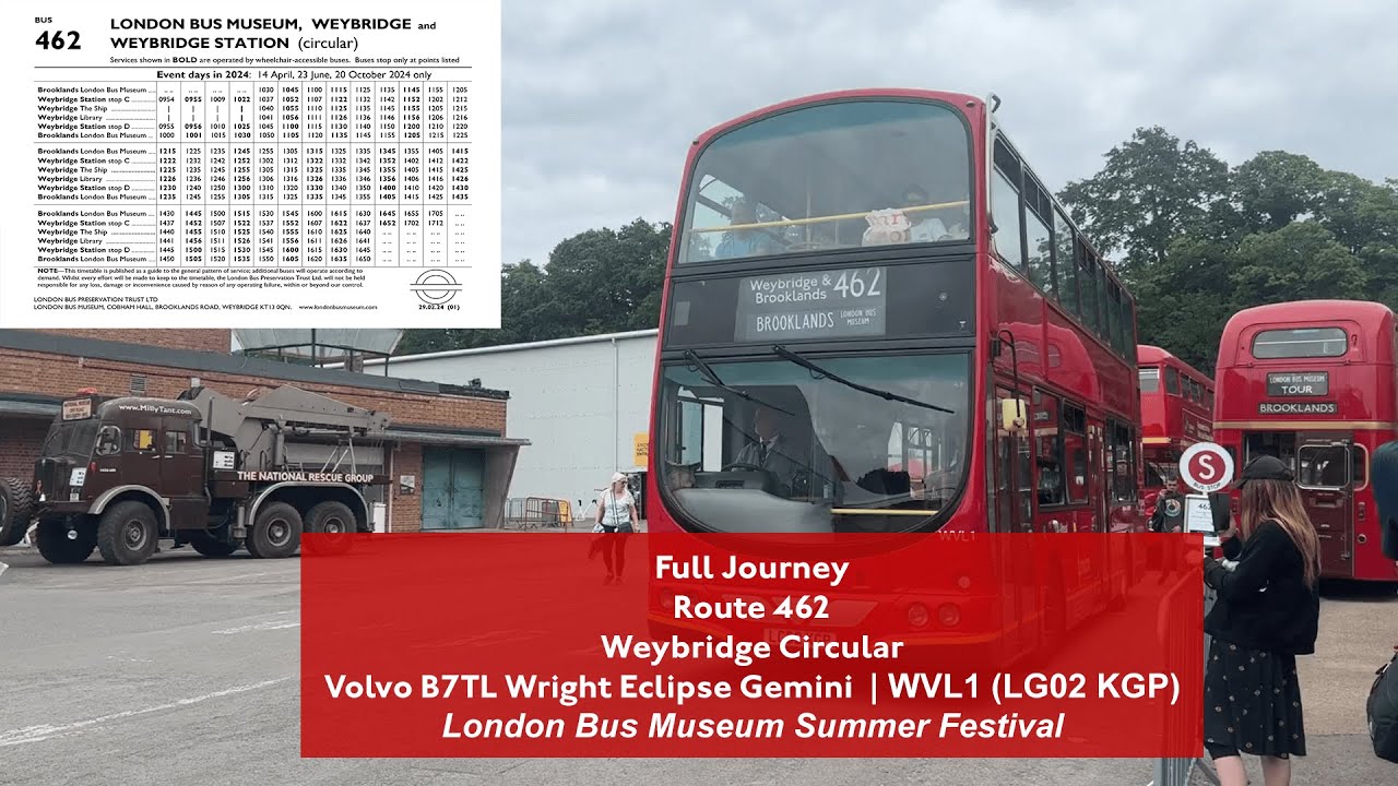 Full Journey | 462 - Weybridge Circular | Volvo B7TL Wright Eclipse Gemini | WVL1 (LG02KGP)