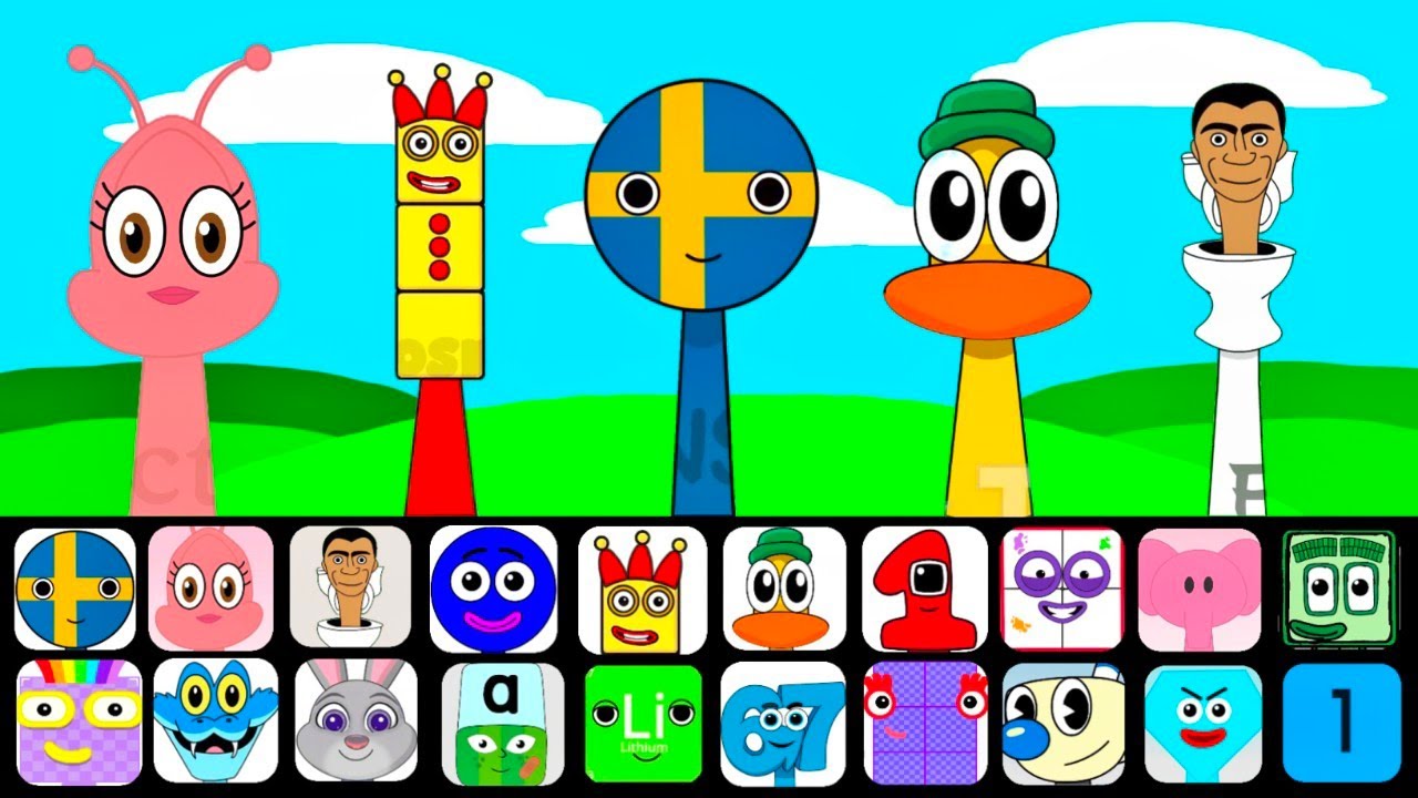 🔥 NEW Sprunki OCs Characters – Pink Larva, Three, Sweden, Pato, Skibidi Toilet