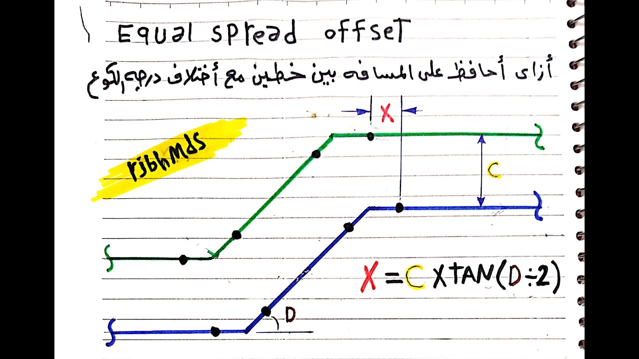 Equal spread offset المحافظه على المسافه بين خطين مواسير مع اختلاف درجه الكوع