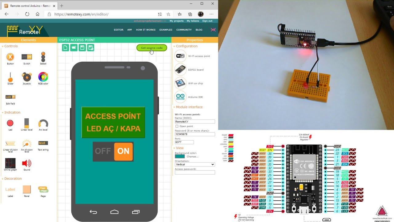 ARDUİNO REMOTEXY ESP32 Wi-Fi ACCESS POİNT ERİŞİMLİ CİHAZ KONTROL #3