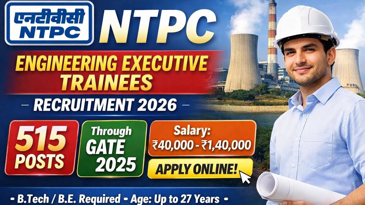 NTPC Hiring 515 Engineers! 🏆 Salary ₹40k–₹1.4L | GATE Required