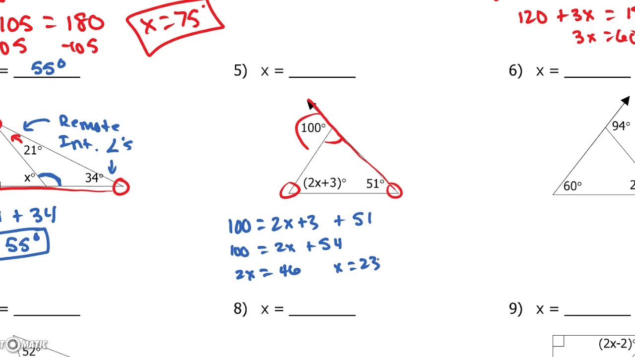 Triangle Sum & Exterior Angle