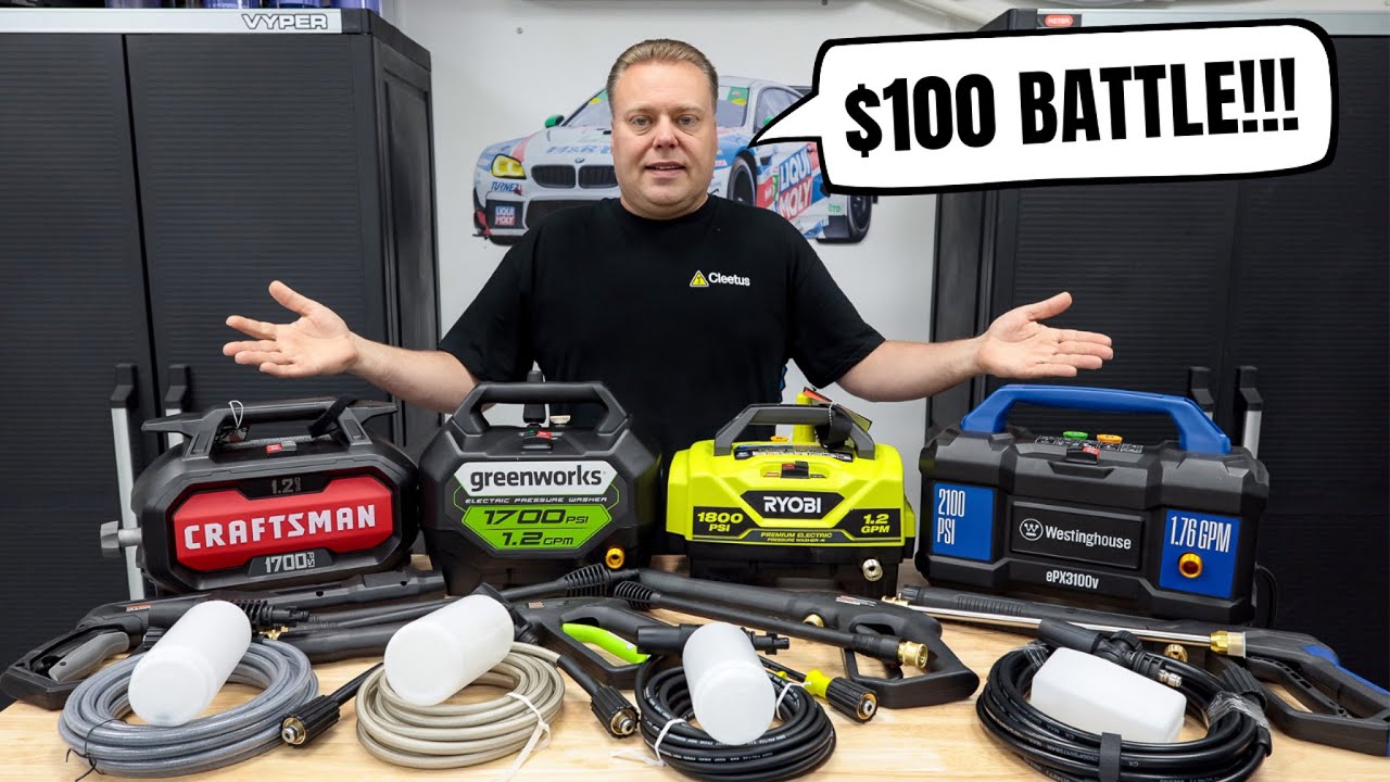 Бюджетные мойки высокого давления для автомобилей за 100 долларов | Ryobi | Greenworks | Craftsma...