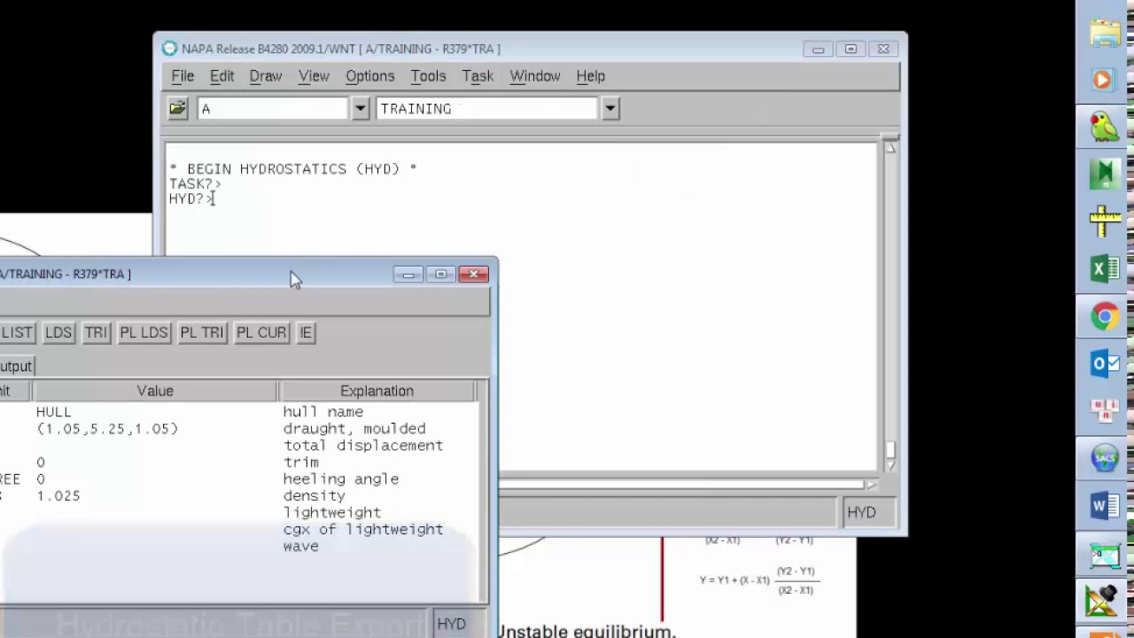 Export Hydrostatic table in Napa 2009 - Napa tutorial