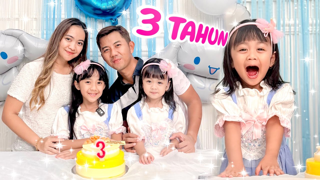 AKHIRNYA AUDREY ADIK SAMANTHA ULANG TAHUN KE 3 TAHUN TEMA SERBA SANRIO CINNAMOROLL VIRAL SURPRISE