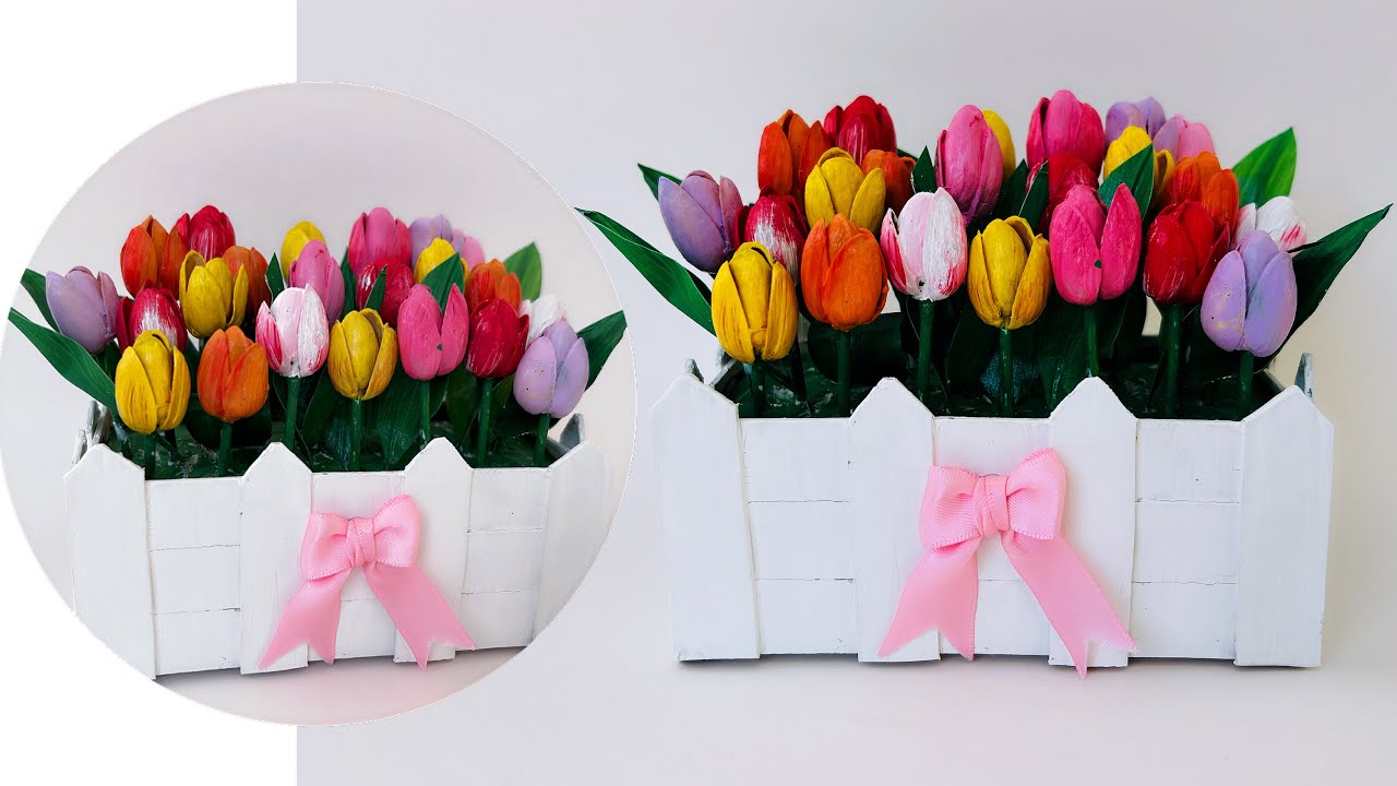 DIY Pista Shells Tulip Flowers | Pista Shell Craft—Tulip Flowers | Pistachio Shells Home Decor Ideas