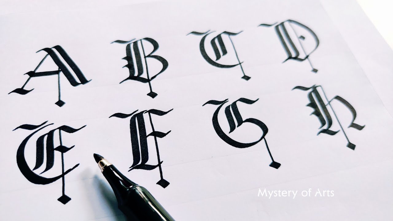 gothic uppercase tutorial 🎉 capital letters  🌷How to write a to z Gothic calligraphy fonts