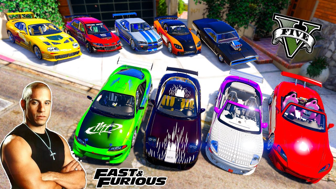 GTA 5 - Stealing Fast And Furious Cars with Franklin | (GTA V Real Life Cars #32)