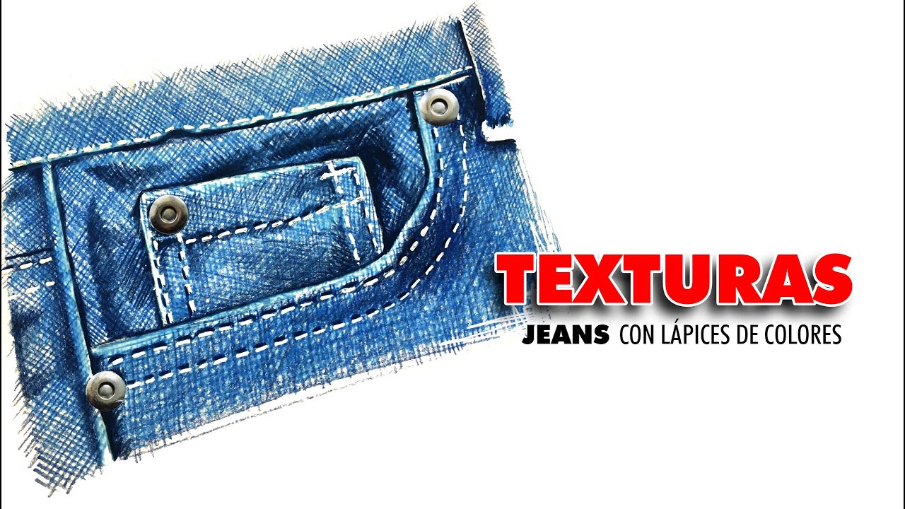 Cómo crear textura de jeans con lápices de colores / how to make jeans texture with color pencils