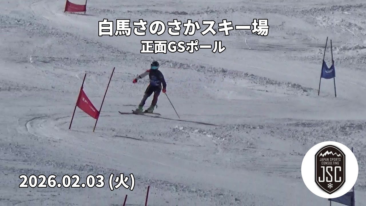 【2026.02.03 (火)】白馬さのさかスキー場 正面GSポール  JSC (Japan Sports Consulting)