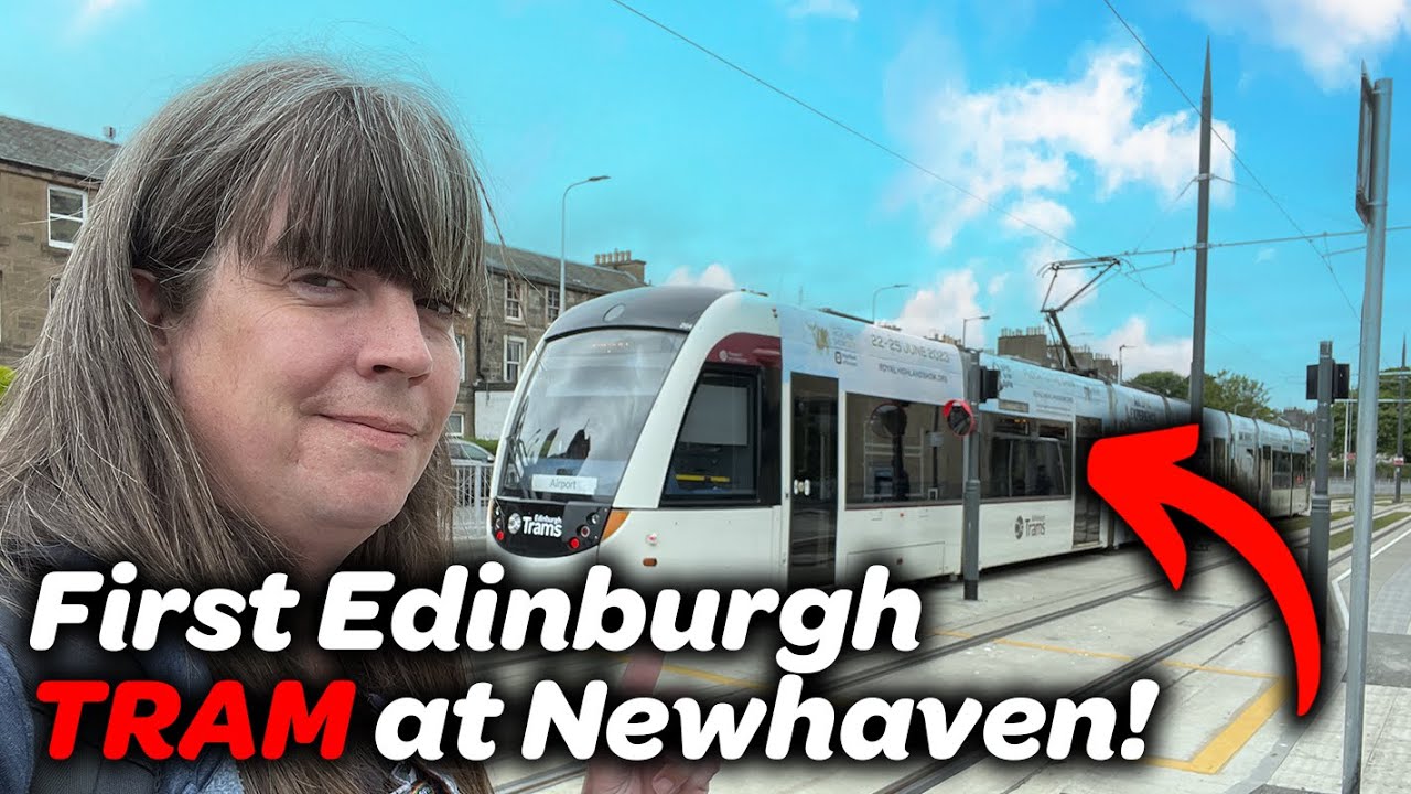 Riding the first Edinburgh Tram from Newhaven!