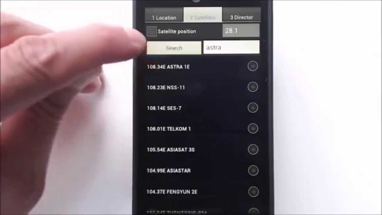 Satellite Director find Satellite with Android Phone