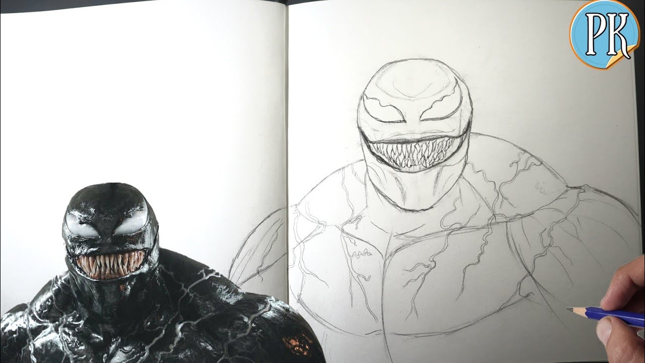 How to draw VENOM || easy outline tutorial  ||venom the last dance