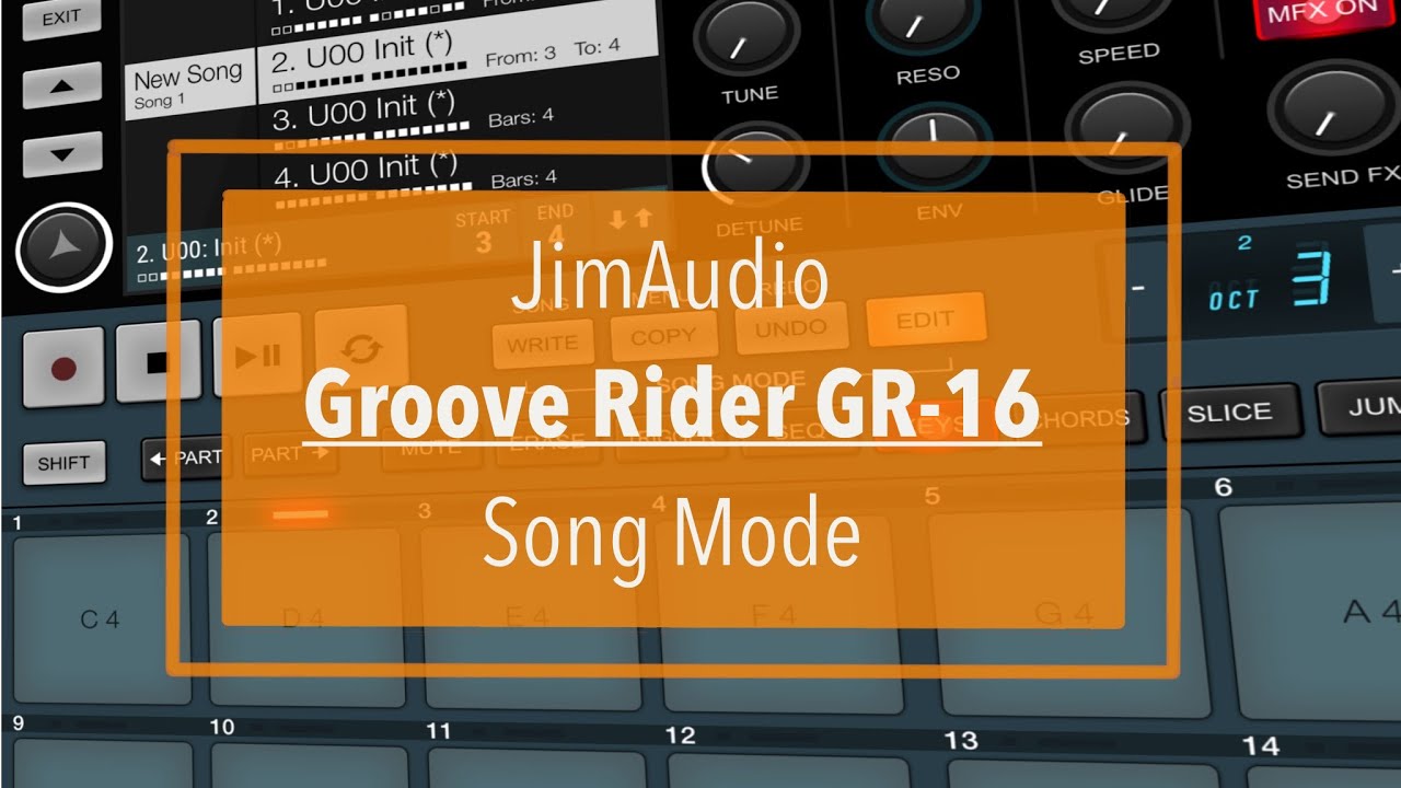 JimAudio Groove Rider GR-16 - Tutorial Part 7: Song Mode