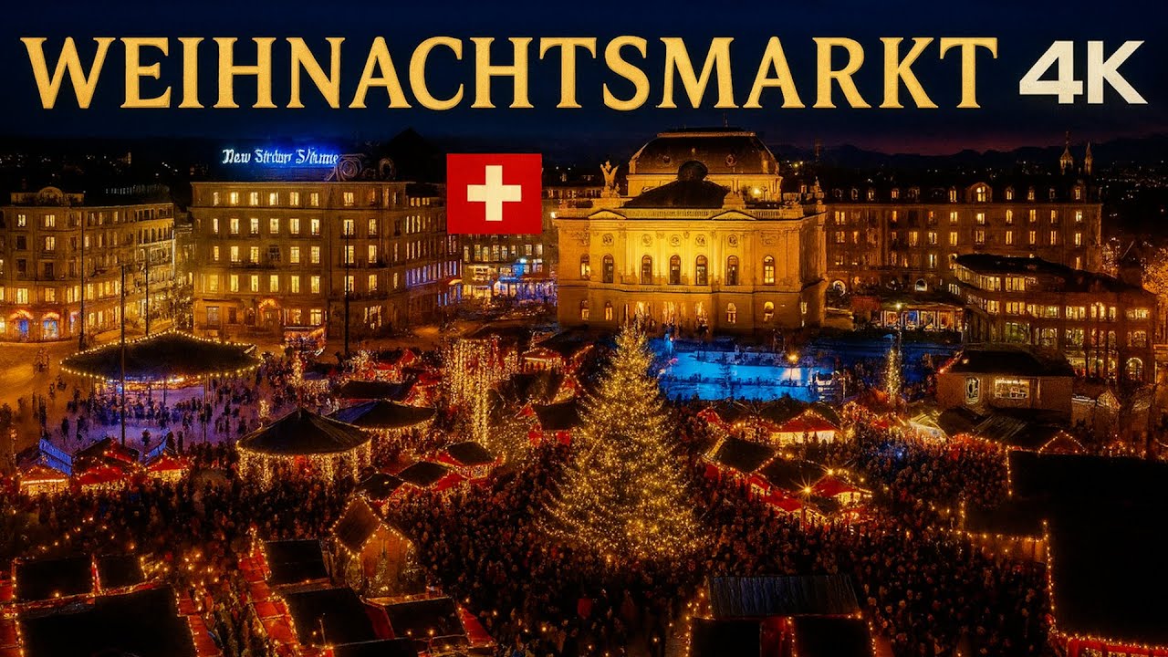 Zurich Christmas Market at Night 🇨🇭 | Magical Winter Walk in 4K