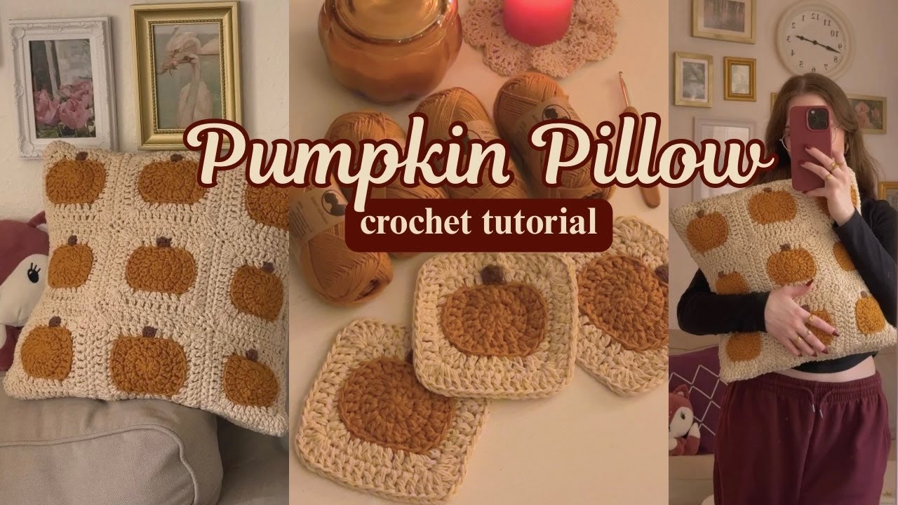 crochet pumpkin pillow tutorial 🍂