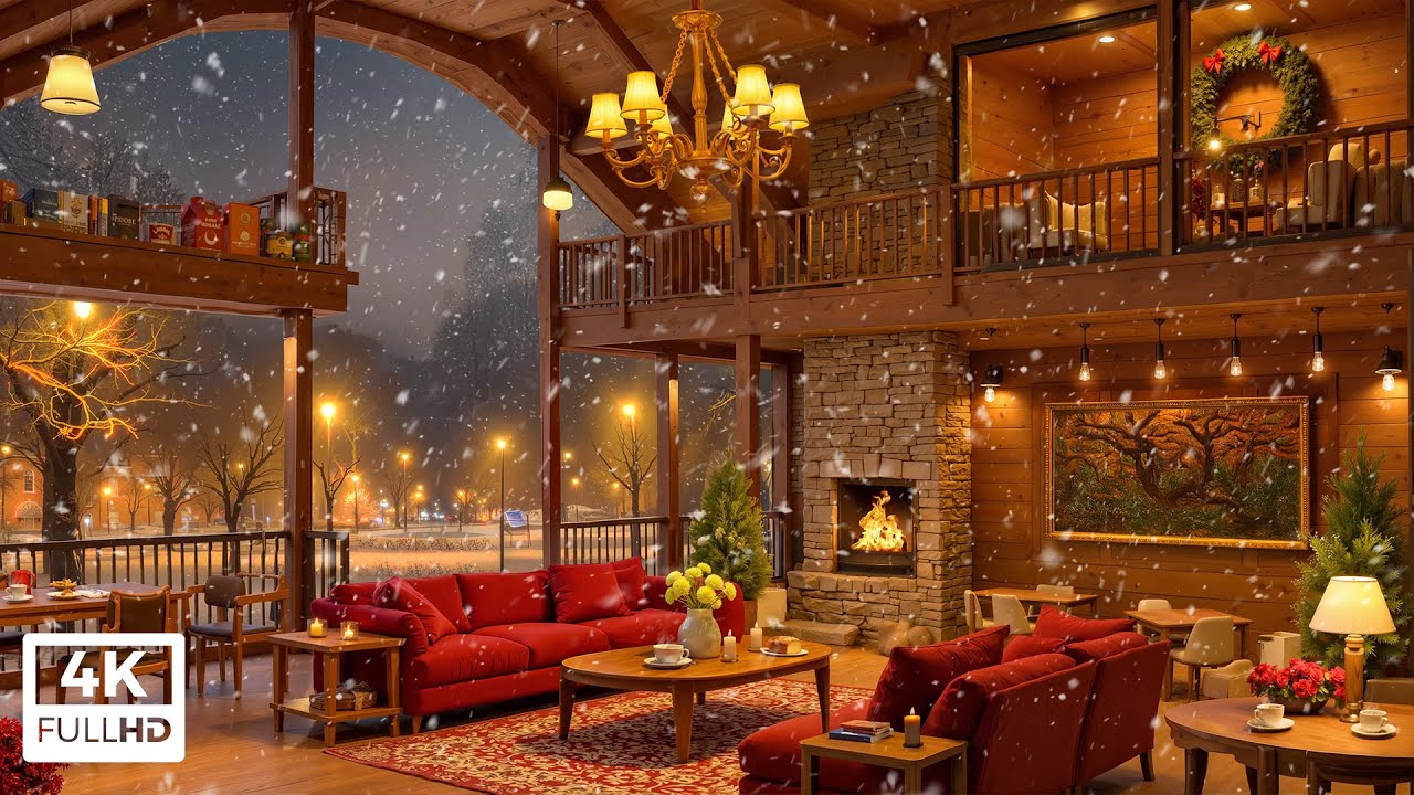 Cozy Winter Cabin Night | Smooth Piano Jazz Music & Warm Fireplace Sounds for Peaceful Sleep
