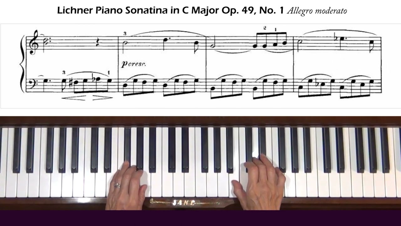 Heinrich Lichner Sonatina in C Major Op. 49, No. 1 Allegro moderato Piano Tutorial