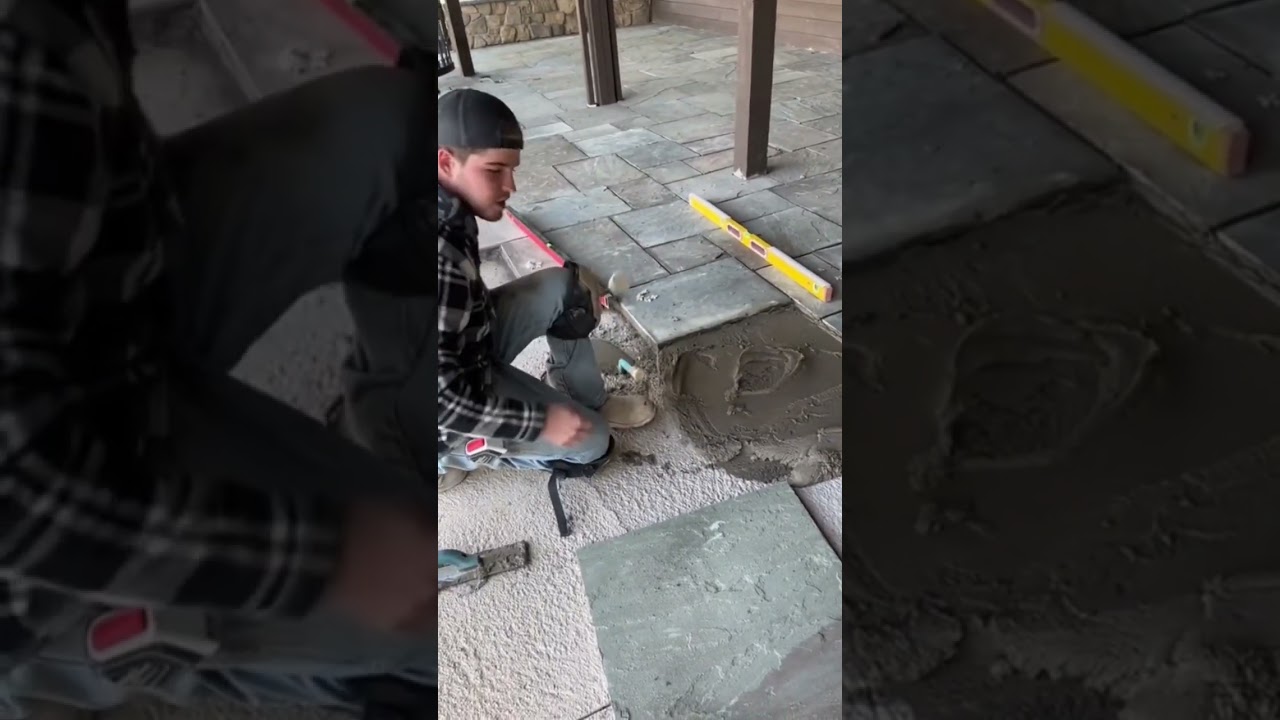 How to lay flagstone #bluecollar #constructionlife #mason #flagstone #professional