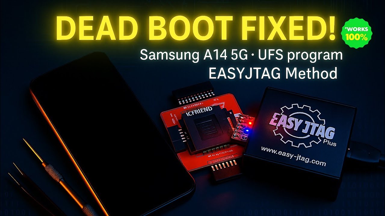 Ремонт поврежденного загрузчика Samsung A14 5G | Простое программирование UFS через J Tag Box