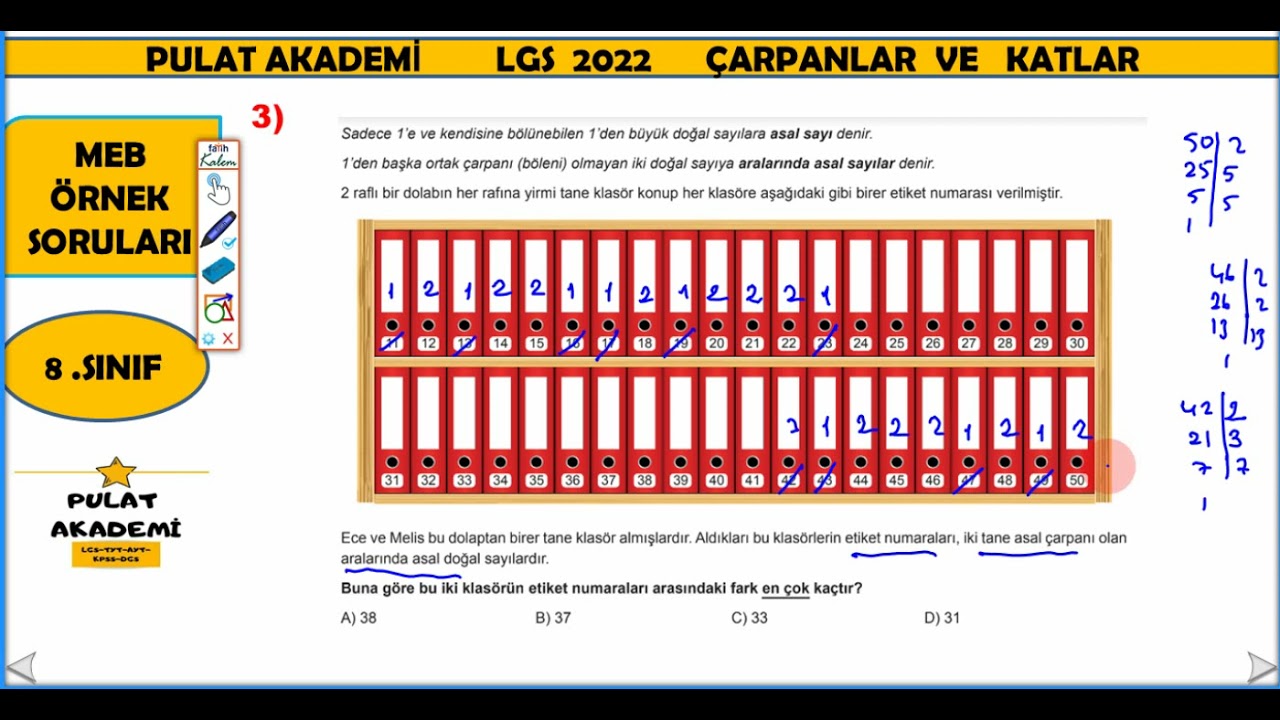 Çarpanlar ve Katlar LGS MEB örnek  soruları-1