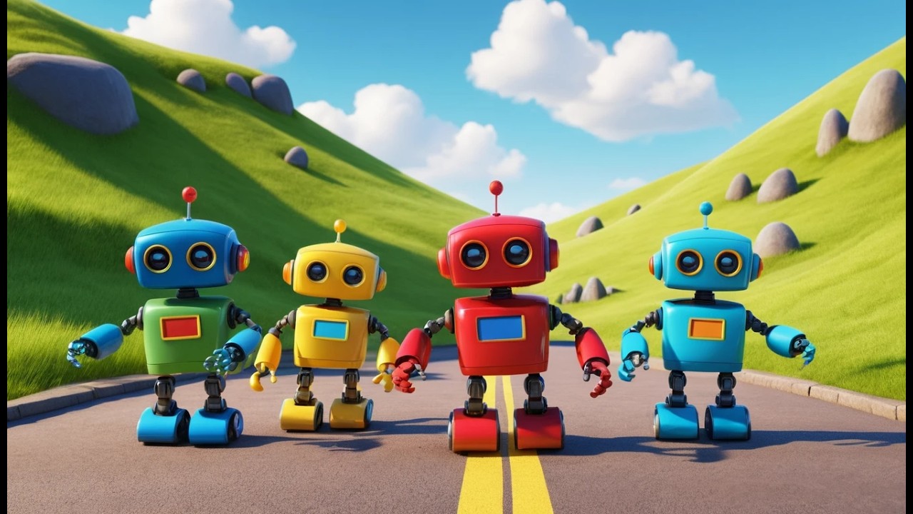 Four Little Toy Robots Spin Spin Spin | Robot Dance & Counting Song