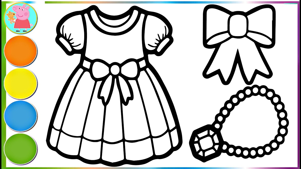 Draw and Color a Princess Dress and Some Accessories 👗👸👠👑🪄🌈 Drawings for Kids