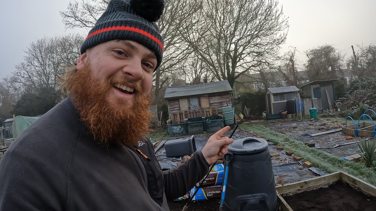 The Allotment · Removing old raised beds · Building a Polytunnel · Making friends with a Robin