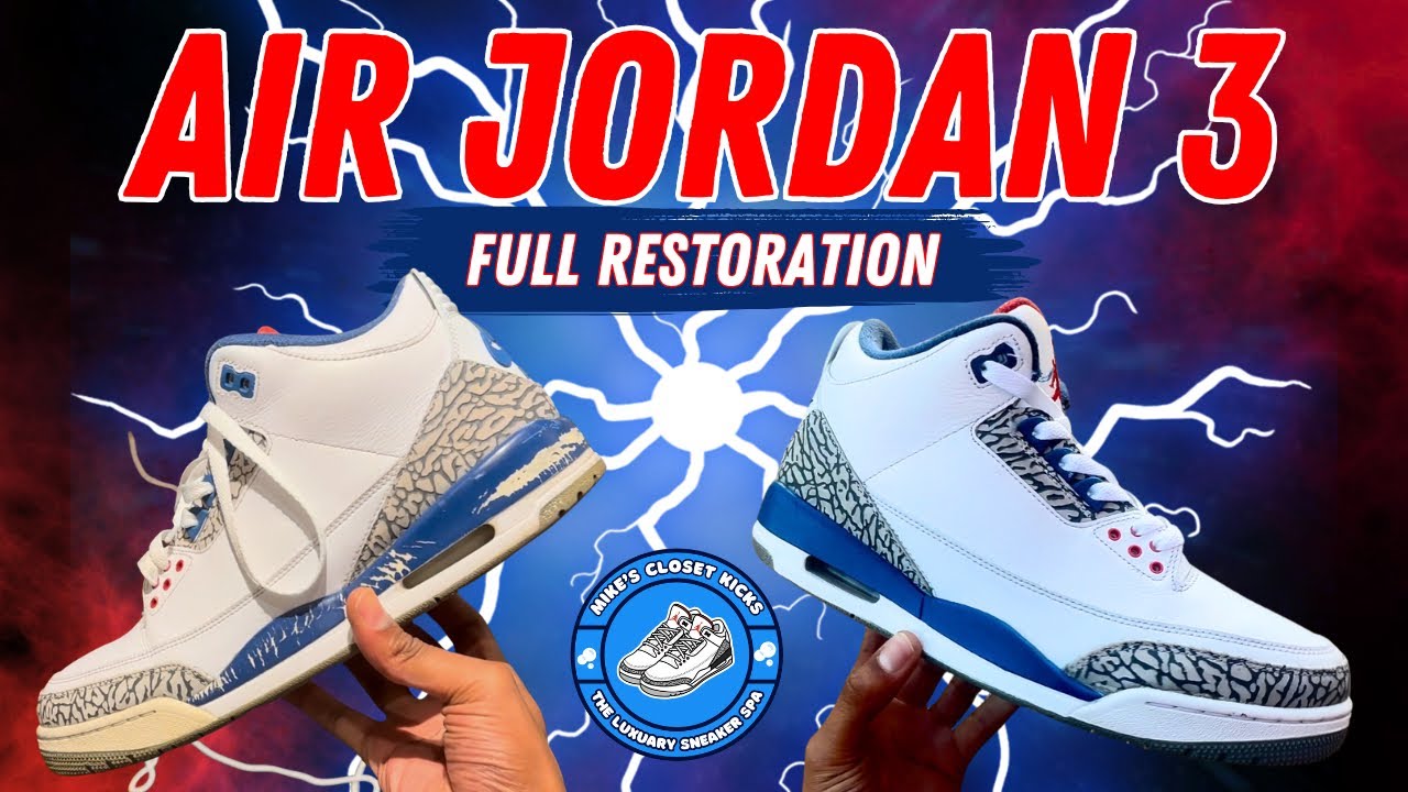 AIR JORDAN 3 FULL RESTORATION + HOW TO MIDSOLE REPAINT