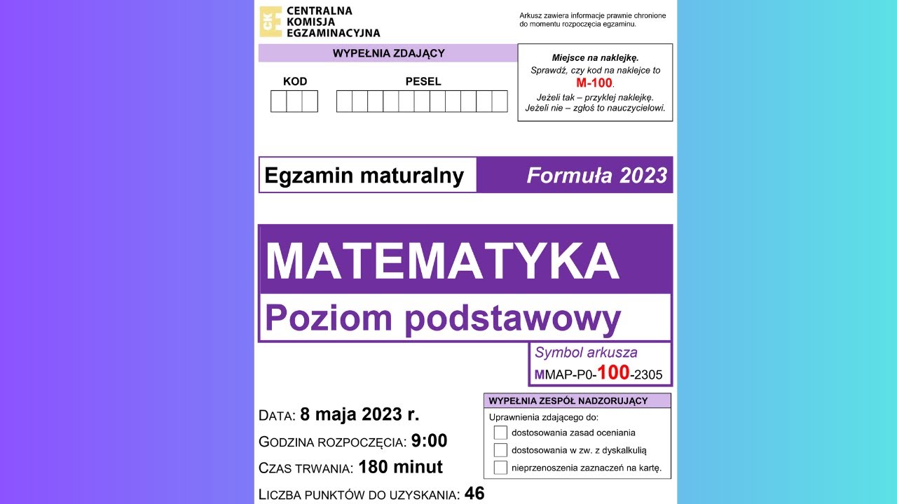🦉 Matura z matematyki - maj 2023 - poziom podstawowy - Formuła 2023 👍