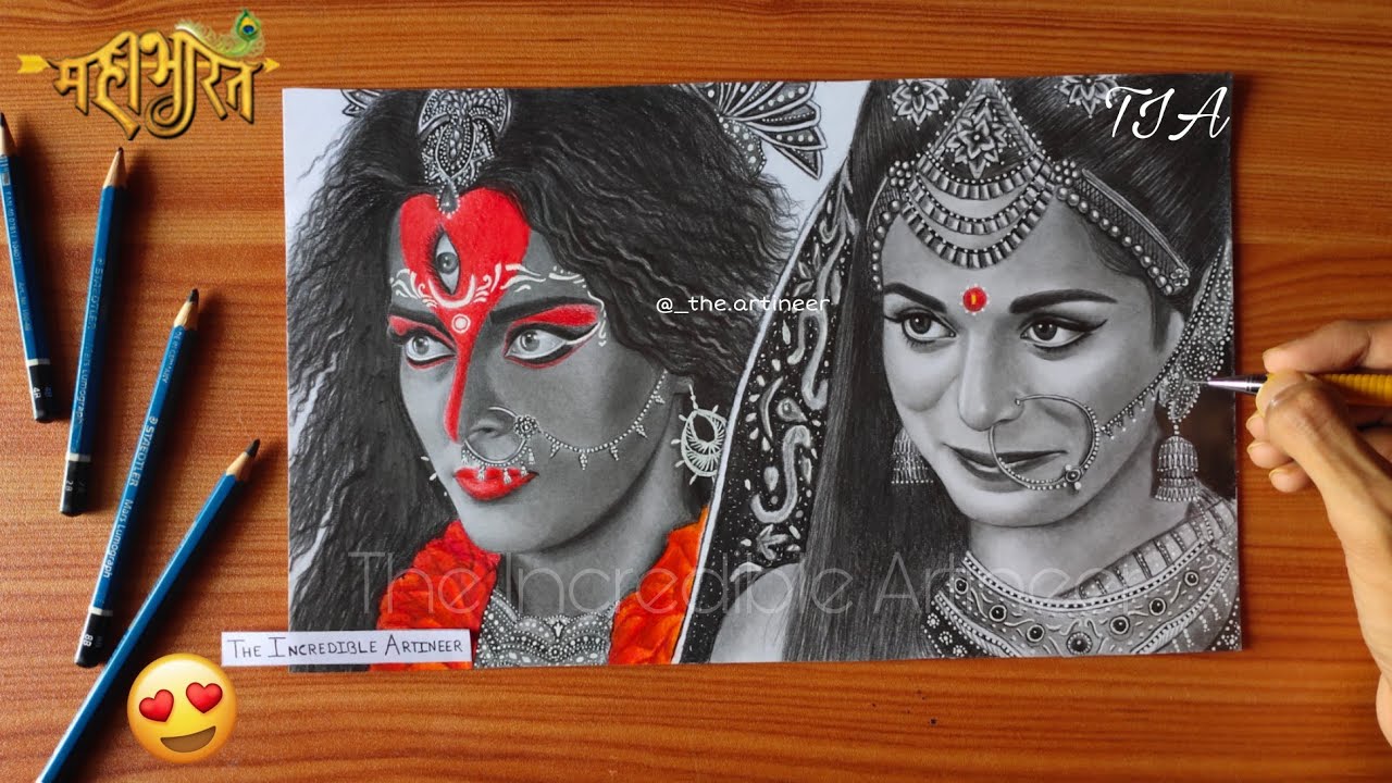 Drawing Pooja Sharma as Mahakali and Draupadi | Mahabharat | T.I.A