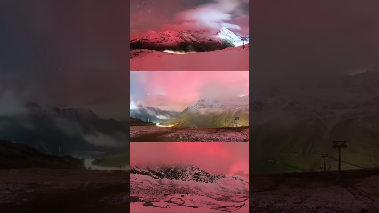 Watch NORTHERN LIGHTS turn fresh snow PINK in K&uuml;htai!