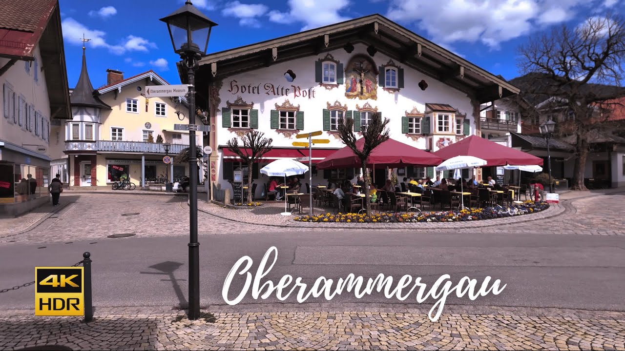 Sunny Spring Walk in Oberammergau – A Charming Bavarian Village in Bloom | 4K HDR
