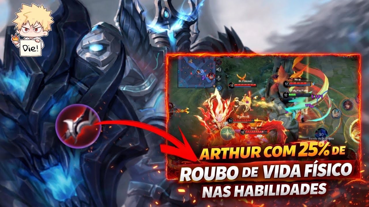 COLOCANDO O NOVO ITEM QUE RECUPERA VIDA ATRAVÉS DE HABILIDADE NO ARTHUR - honor of kings 