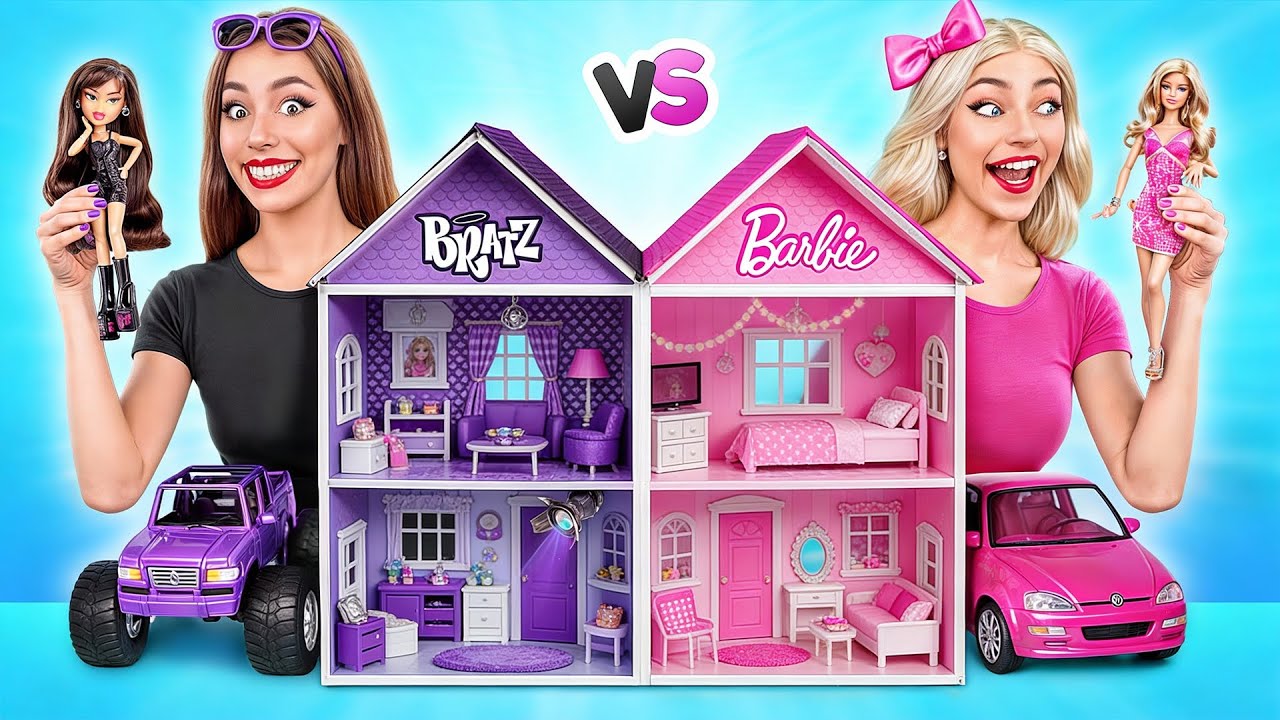 素晴らしいドールハウスを作ります バービー vs ブラッツチャレンジ | いたずら戦争 Jelly DO Challenge