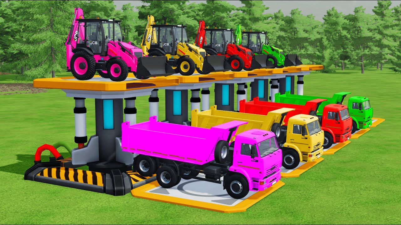 Work with Colors! SAND TRANSPORT with New Holland & KAMAZ TRUCKS! MUDDY ACTION!