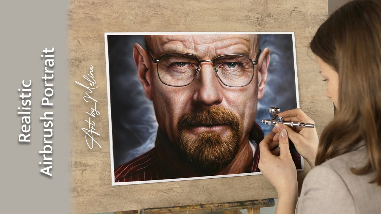 Airbrush Portrait of Walter White - Realistic Skin Texture!