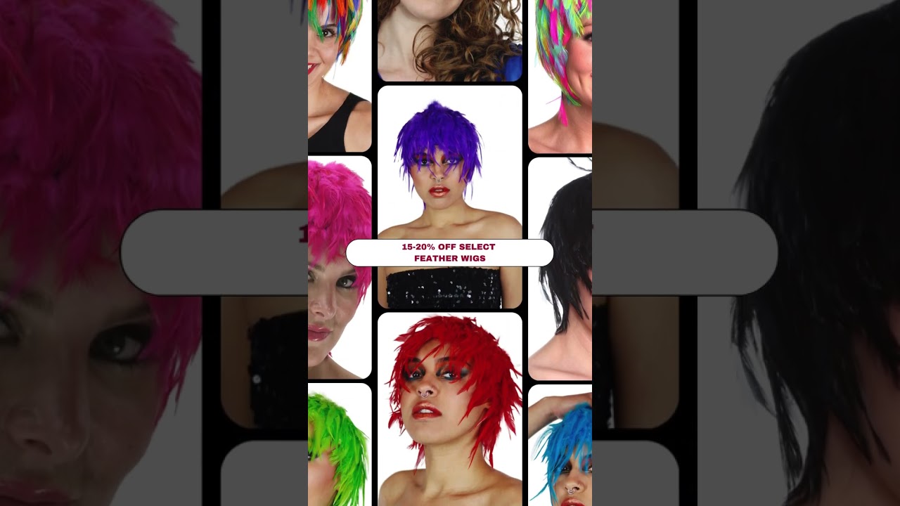 Halloween Accessories - Feather Headwear, Masks & Wigs