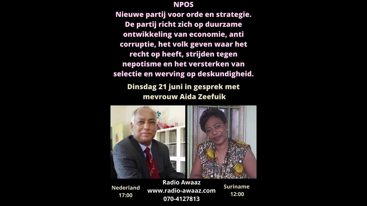 Interview Radio Awaaz met mevrouw Aida Zeefuik  op 21 juni  2022