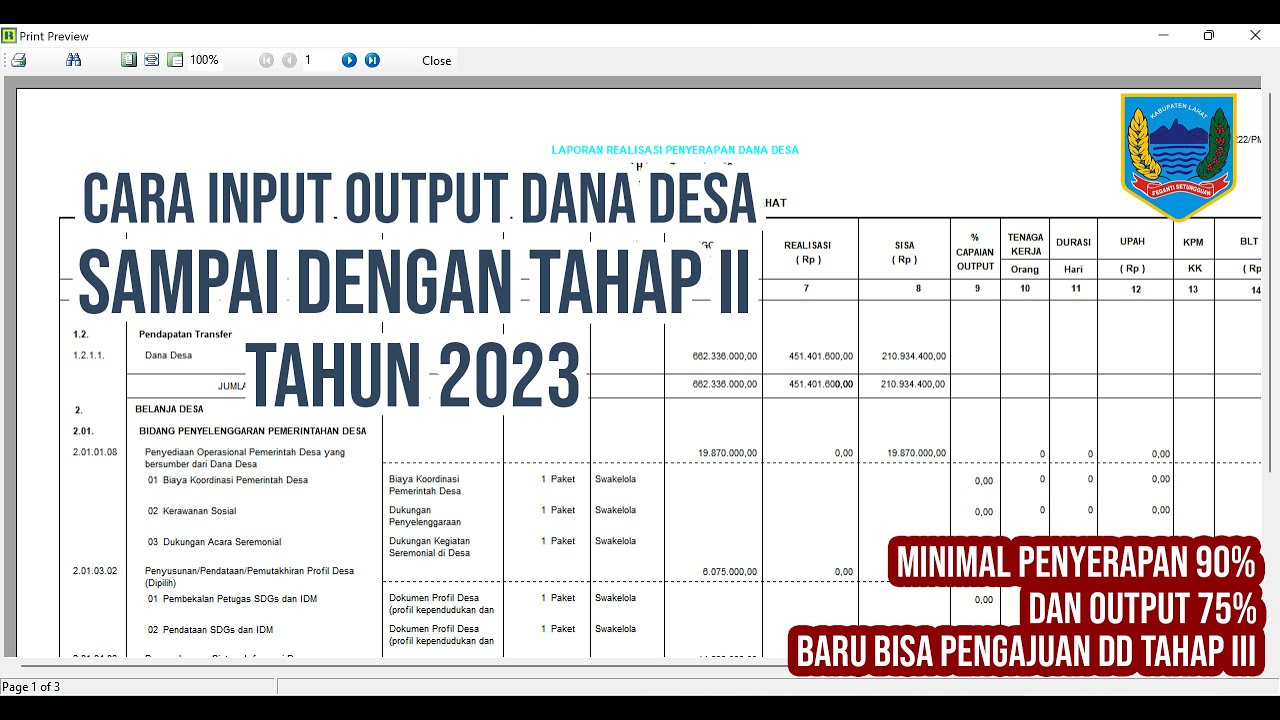 cara mudah input Output Dana Desa Tahap II 2023 di Siskeudes